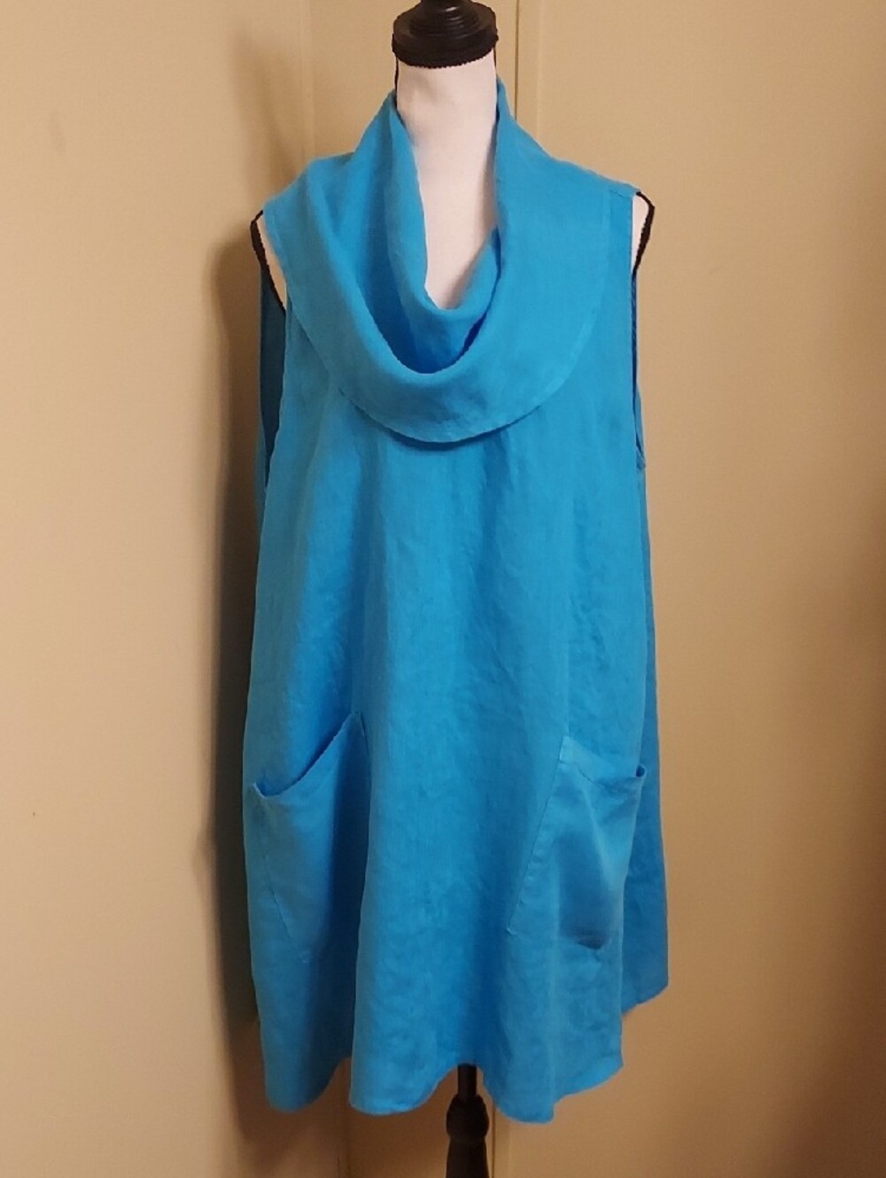 Cowl Neck 100% Linen Tunic Dress
